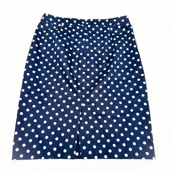 J. Crew Polka Dot Pencil Skirt Navy White Patterned Size 14 - Picture 2 of 5